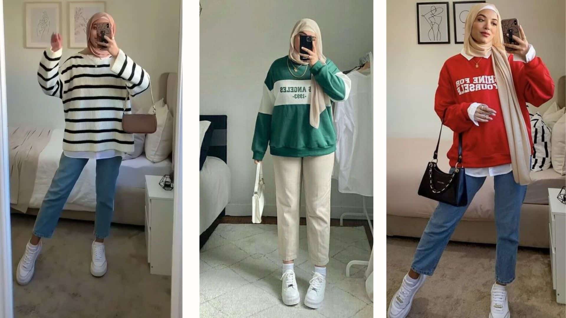 ootd sweater hijab slim fit jeans