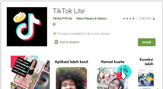 Link Download TikTok Lite APK